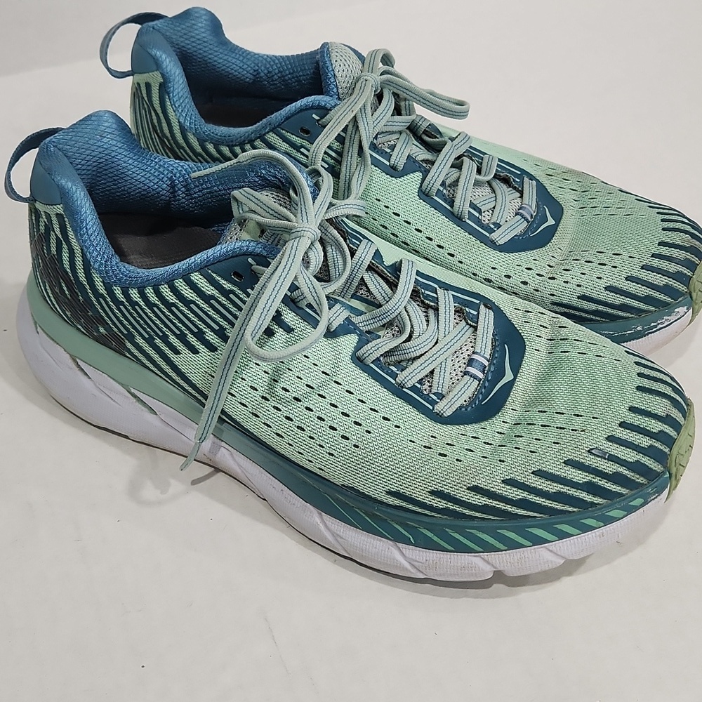 Hoka One One Clifton 5 Running Shoes Womens Size 9.5 M Teal Comfort Breathable